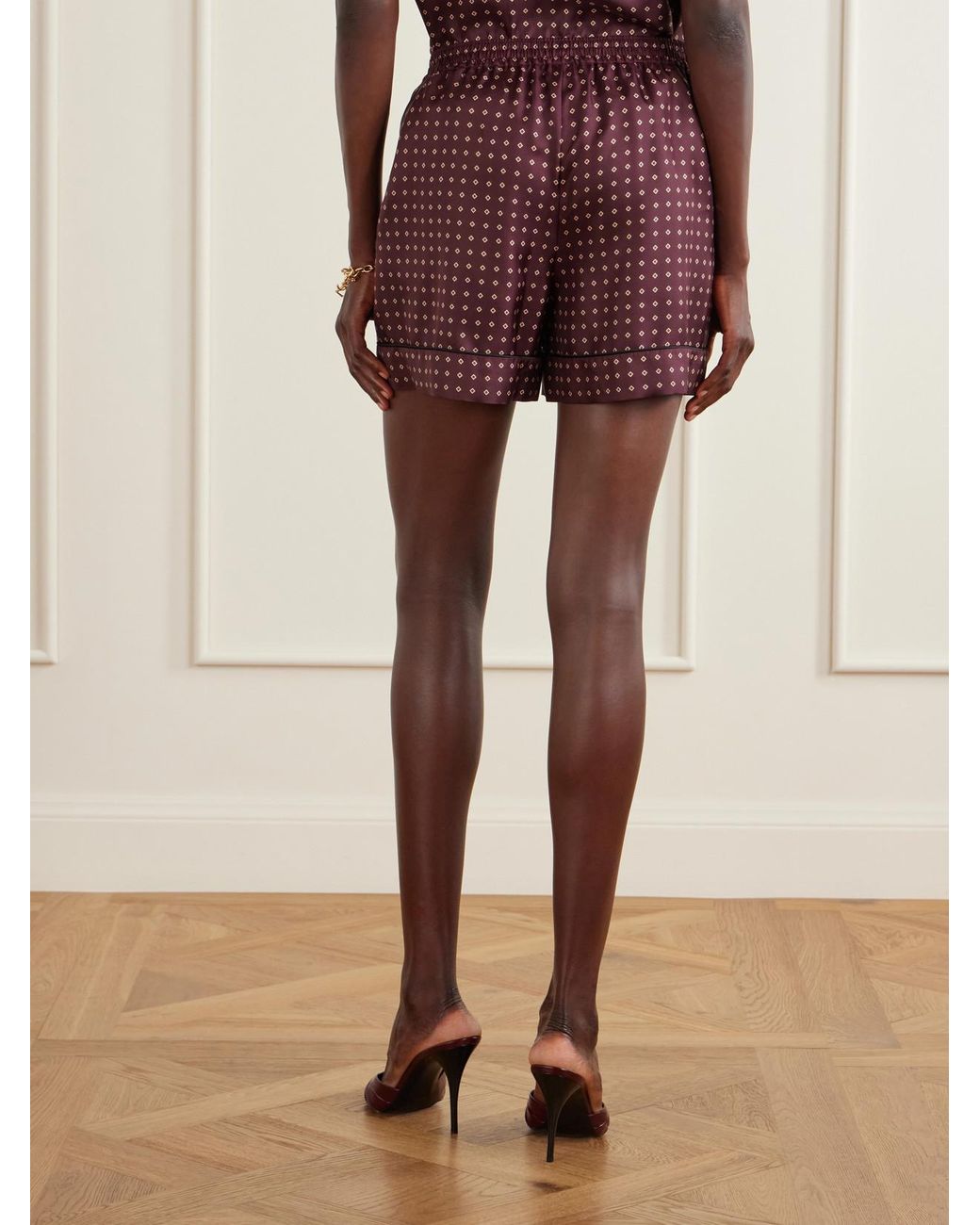 Saint Laurent Red Printed Silk-Twill Shorts