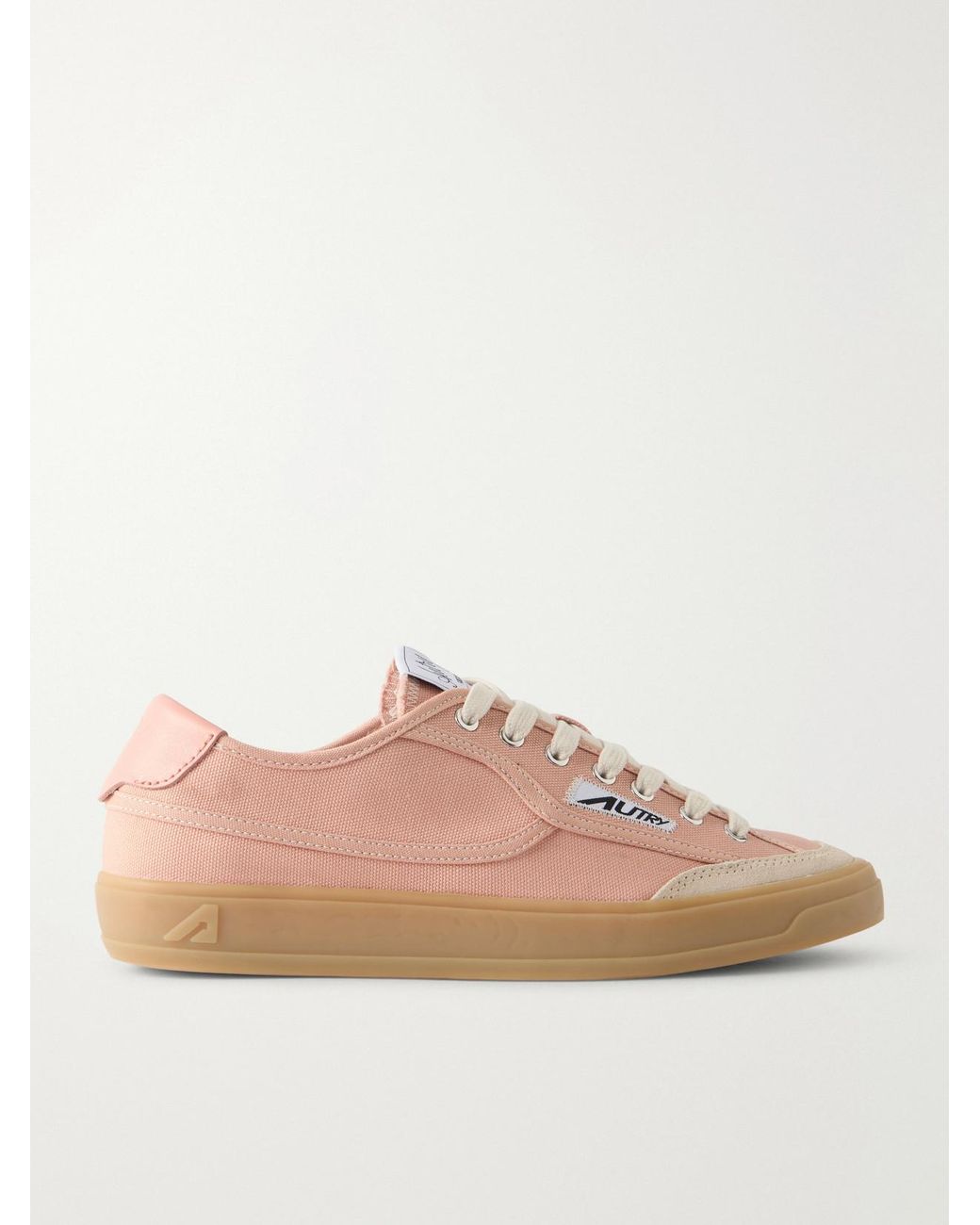 Autry Pink Windscape Low Suede-Trimmed Canvas Sneakers