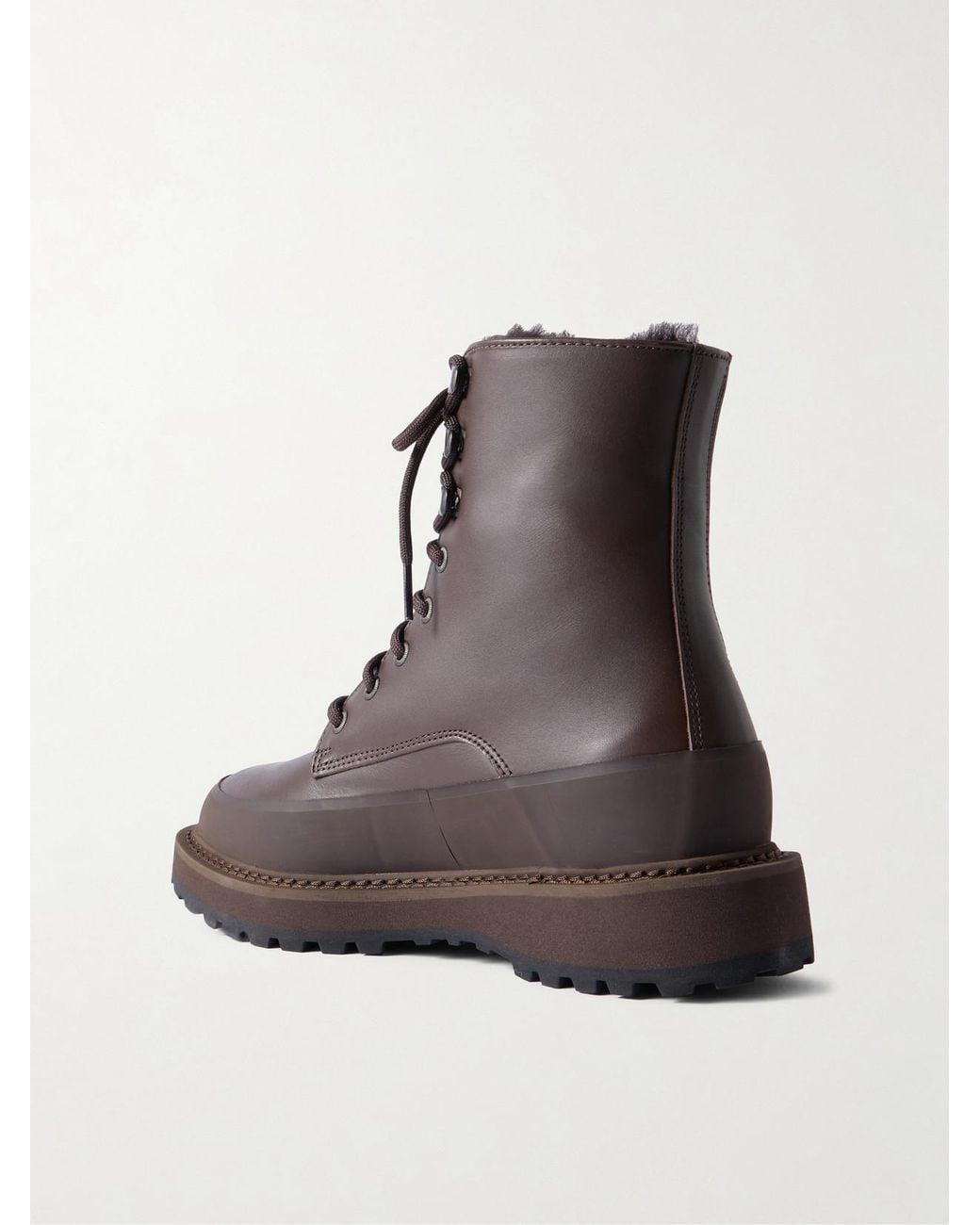 Le Monde Beryl Brown Dolomite Shearling-Lined Leather Ankle Boots