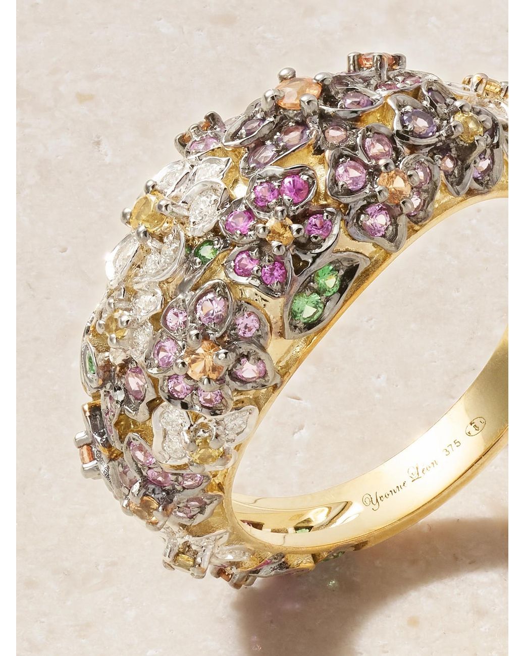 Yvonne Léon Natural Bague Dôme Mini 9-Karat And-Stones Ring
