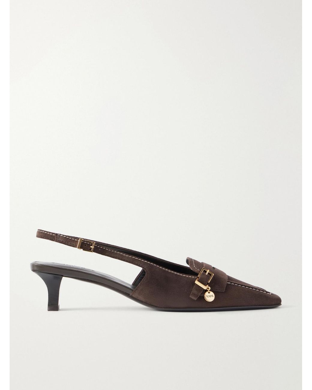 Tod's Brown 40 Logo-Detailed Suede Pumps