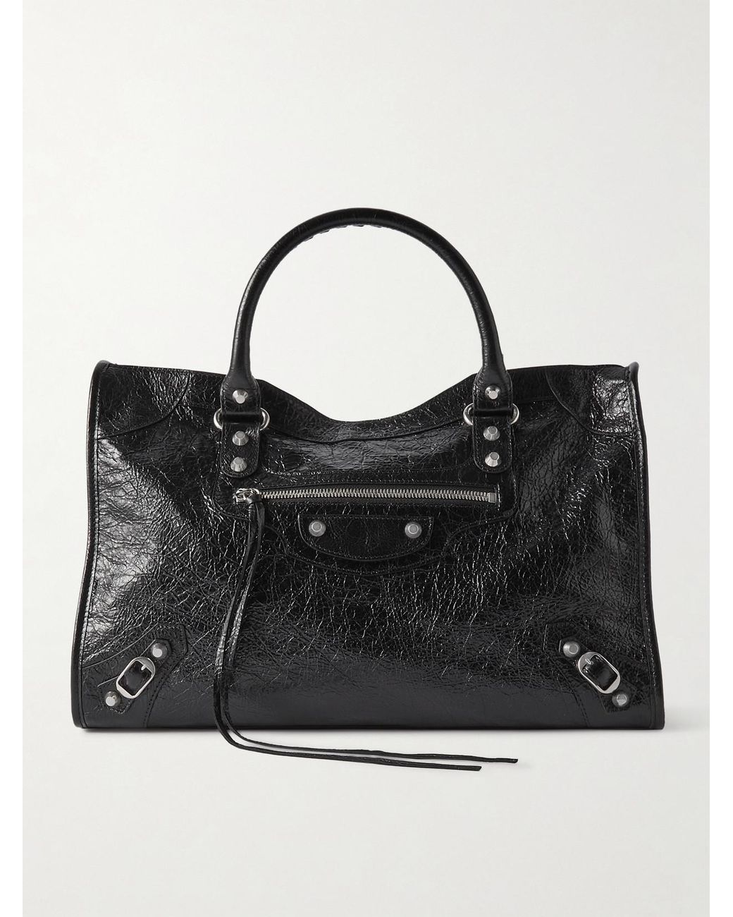 Balenciaga Black Le City Medium Textured-Leather Tote