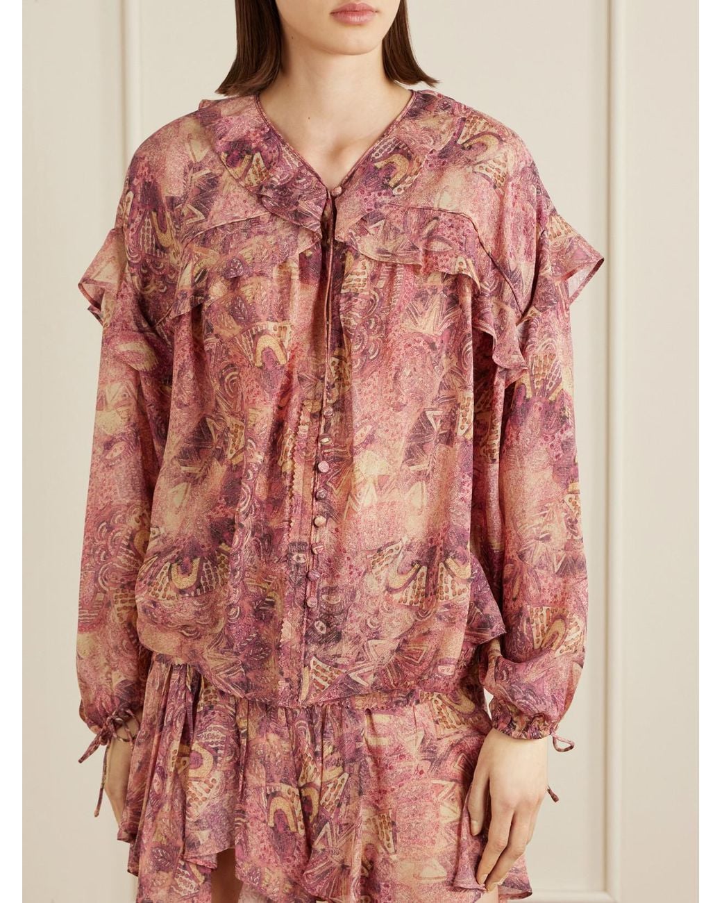 Isabel Marant Pink Charis Silk-Chiffon Blouse