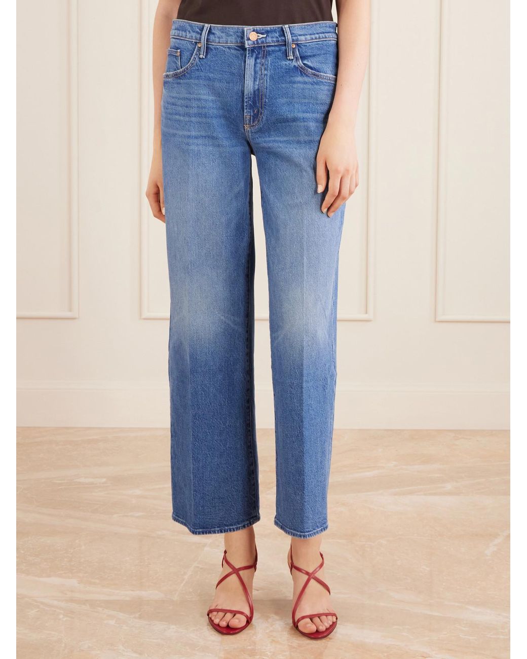 Mother Blue The Mid Rise Maven Flood Wide-Leg Jeans