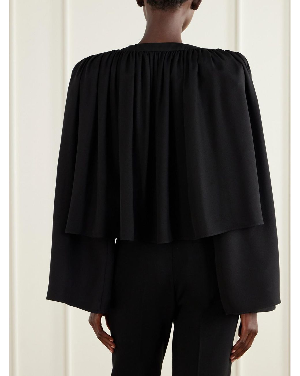 Valentino Garavani Black Silk-Crepe Crop Jacket