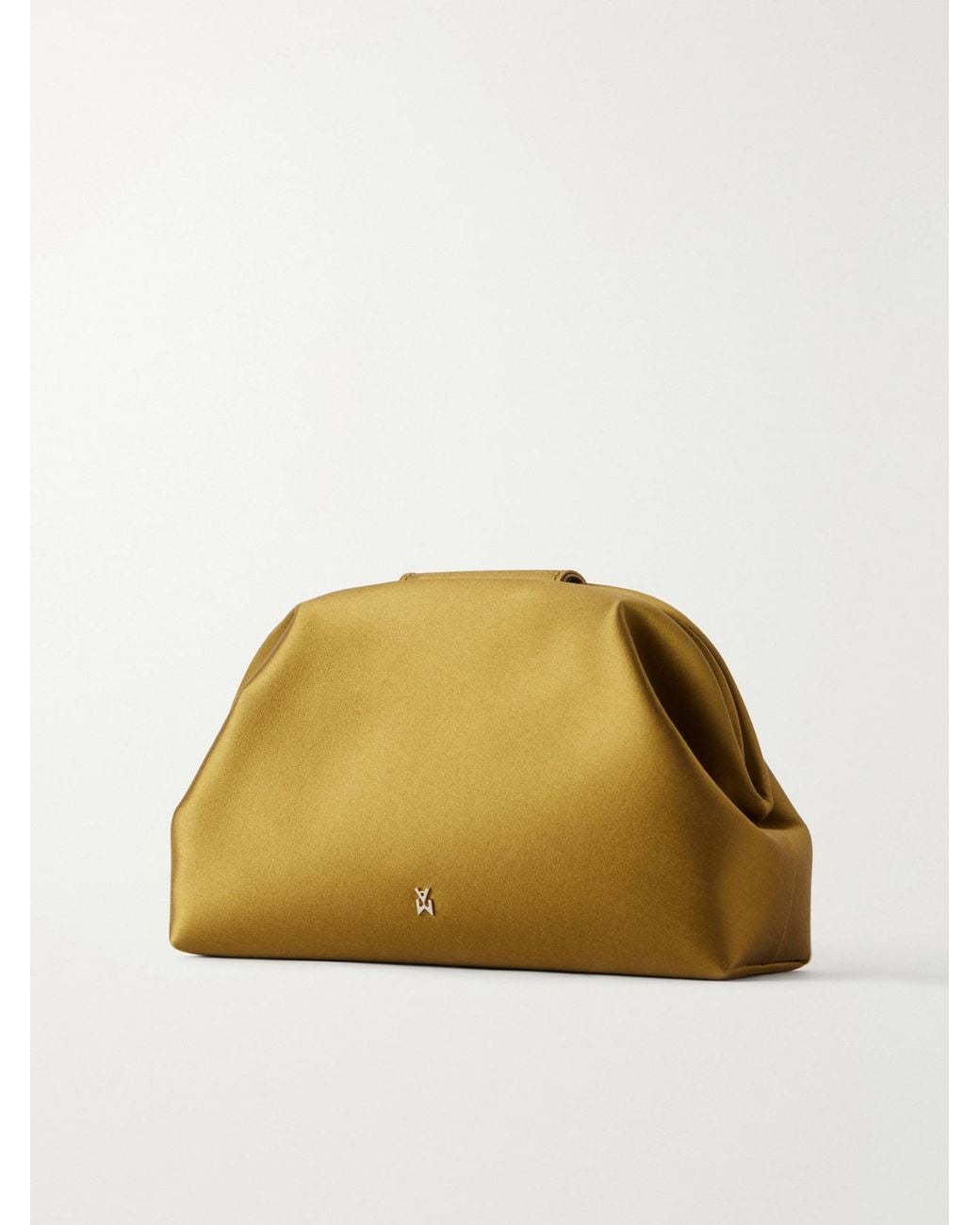 AMINA MUADDI Metallic Camelia Crystal-Embellished Satin Clutch