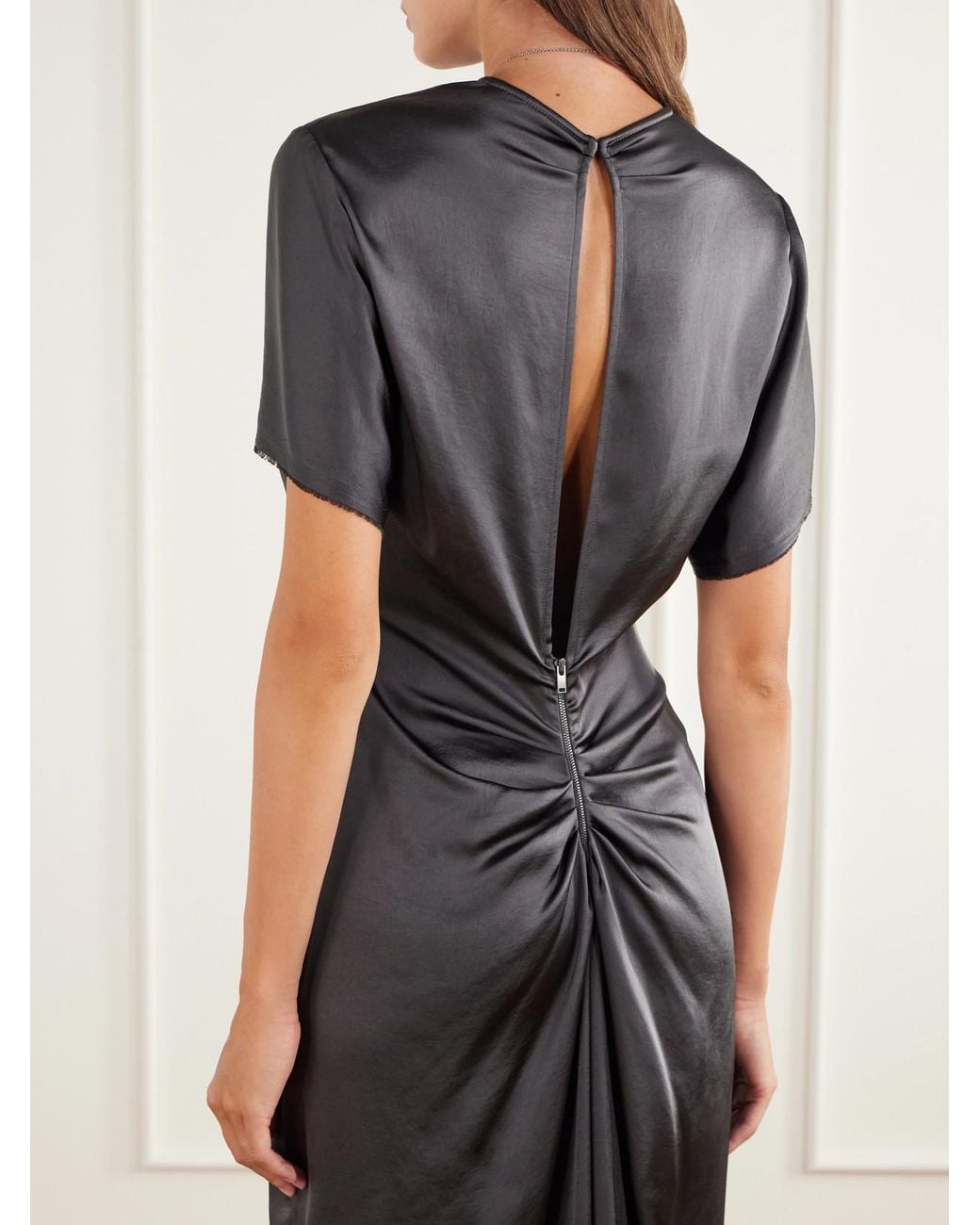 FFORME Metallic Imogen Draped Satin Maxi Dress