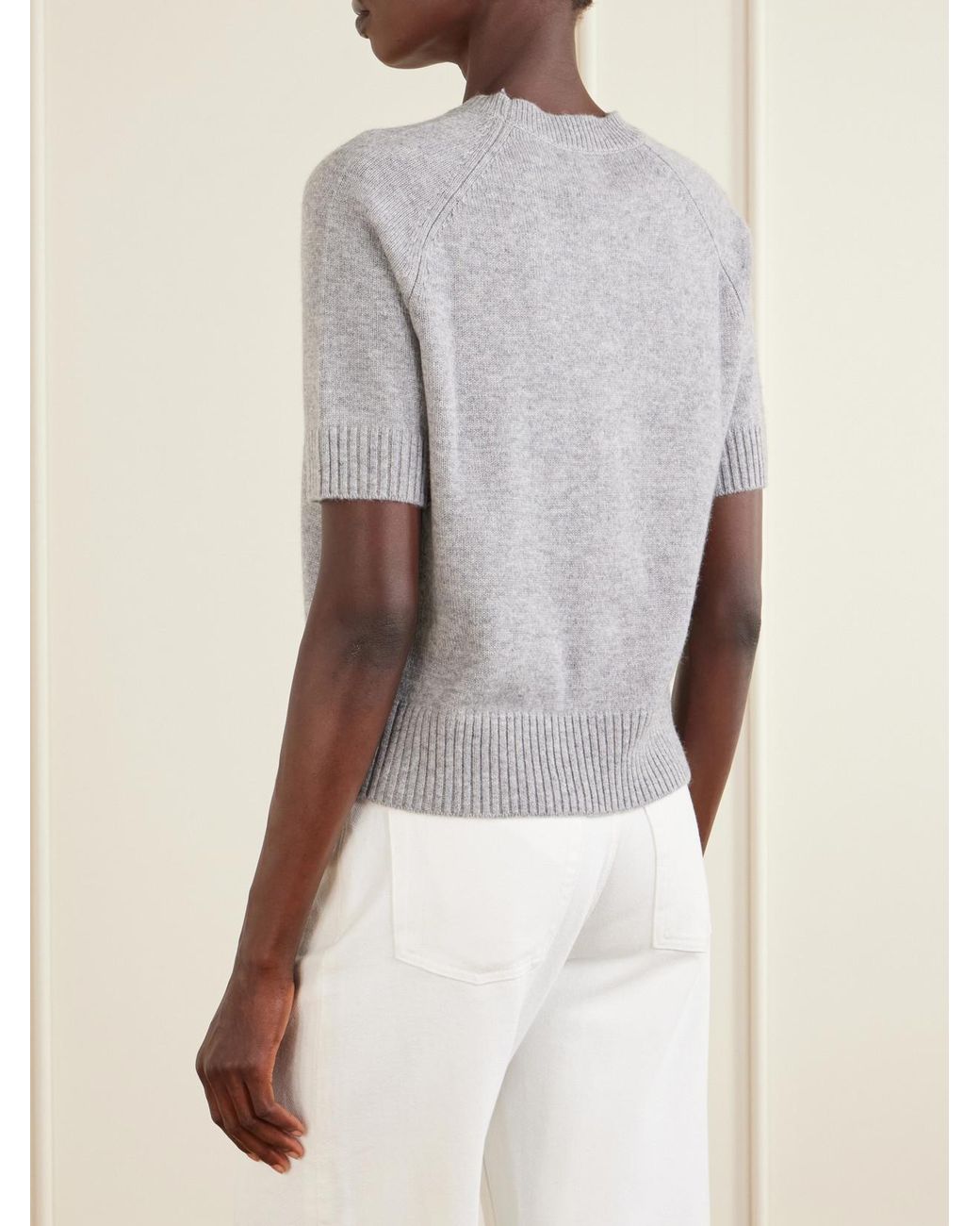 Anine Bing Gray Jackson Logo-Embellished Cashmere Sweater