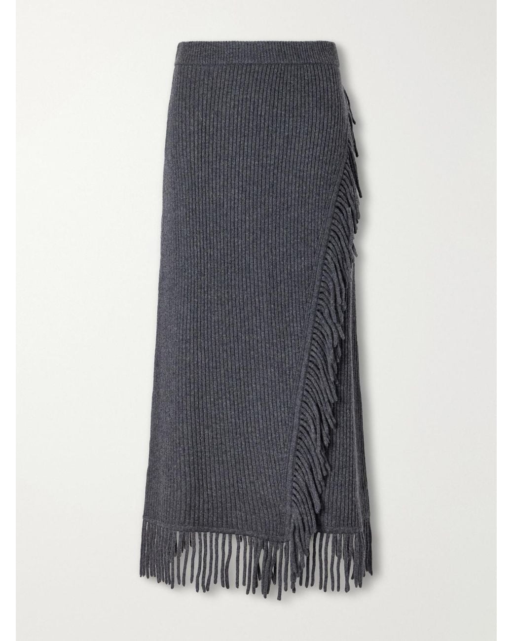 Jonathan Simkhai Gray Casey Draped Wool And Cashmere-Blend Skirt