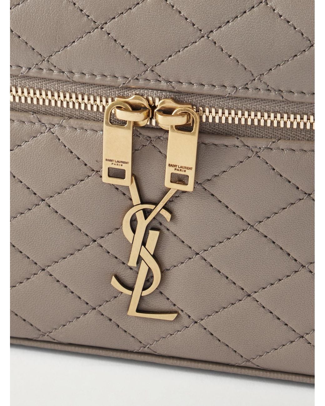 Saint Laurent Brown Gaby Vanity Mini Quilted Leather Top-Handle Bag
