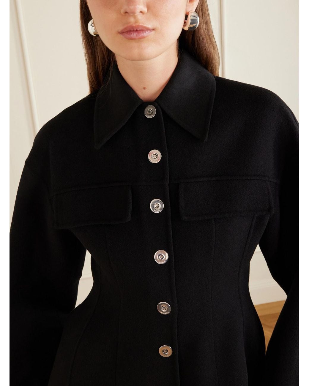 Sportmax Black Arena Wool Coat