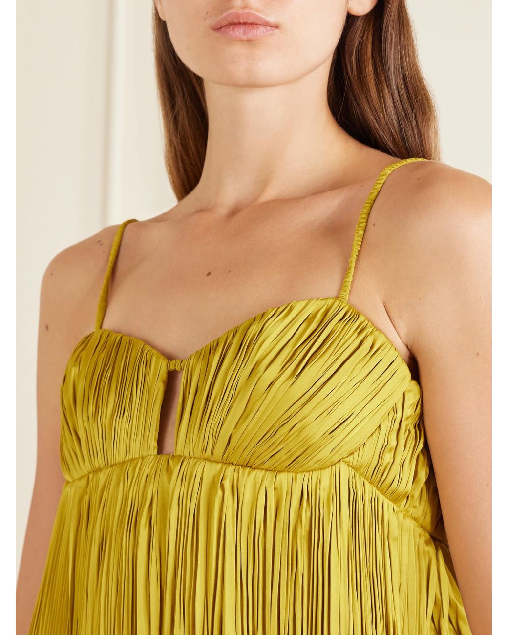 Aflalo Yellow Siren Plissé Mini Dress