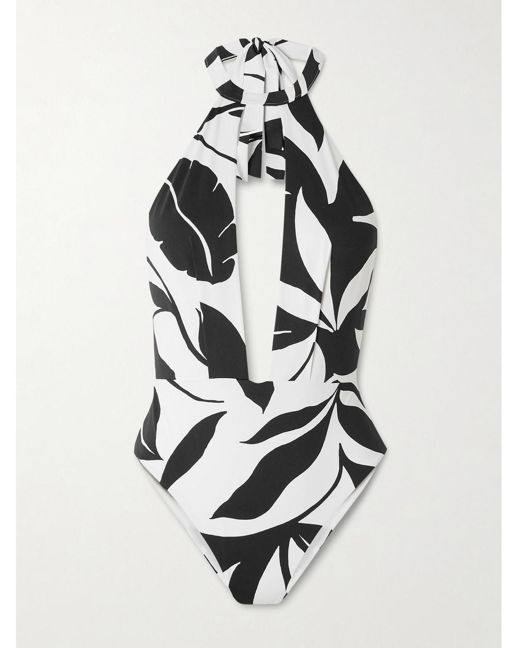 Max Mara White Clava Printed Halterneck Swimsuit