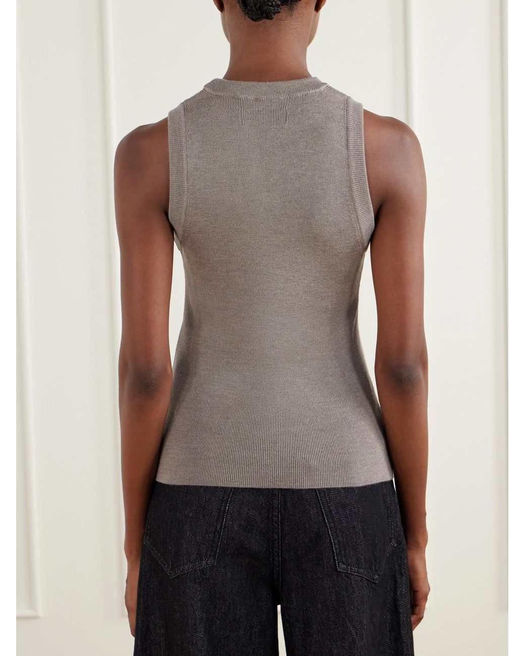 mfpen Gray Appointment Ribbed Merino Wool And Silk-Blend Tank