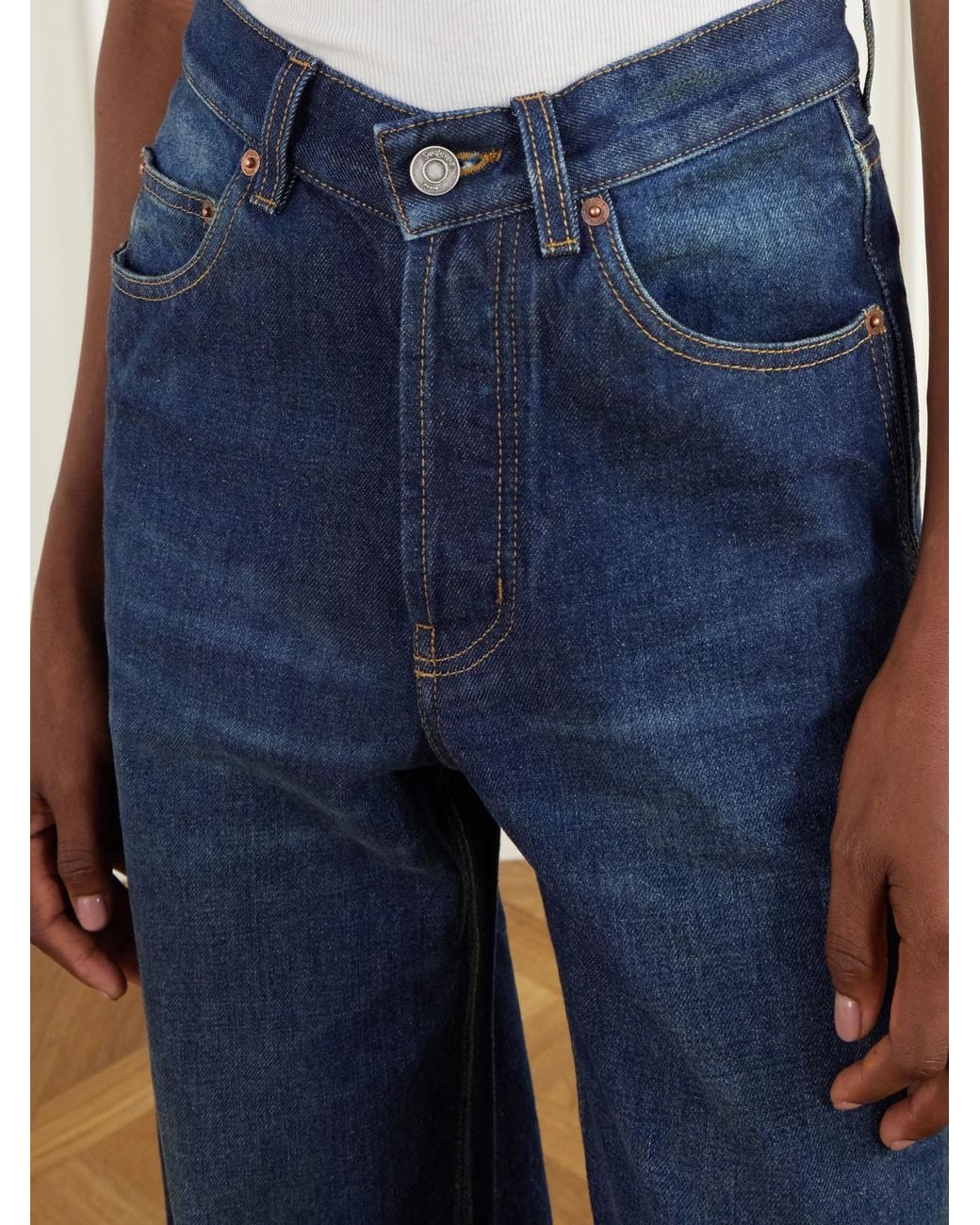 Saint Laurent Blue High-Rise Wide-Leg Jeans