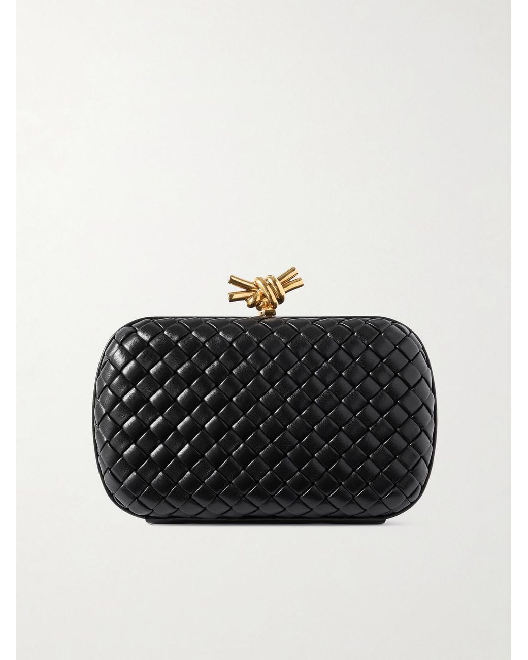 Bottega Veneta Black Knot Padded Intrecciato Leather Clutch