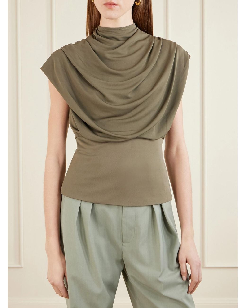 Kallmeyer Green Jocelyn Gathered Draped Jersey Top
