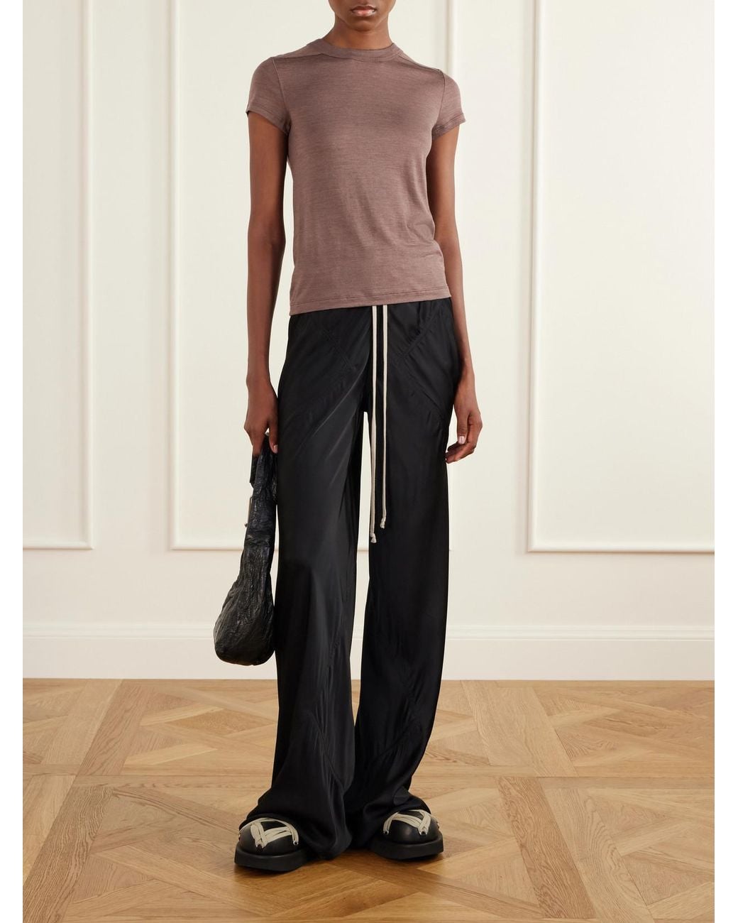 Rick Owens Brown Wool And Silk-Blend T-Shirt