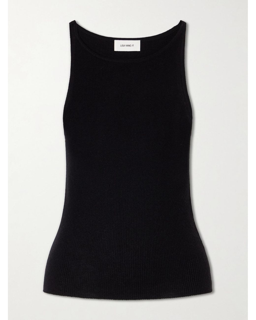 Lisa Yang Black Lynette Ribbed-Knit Cashmere Tank