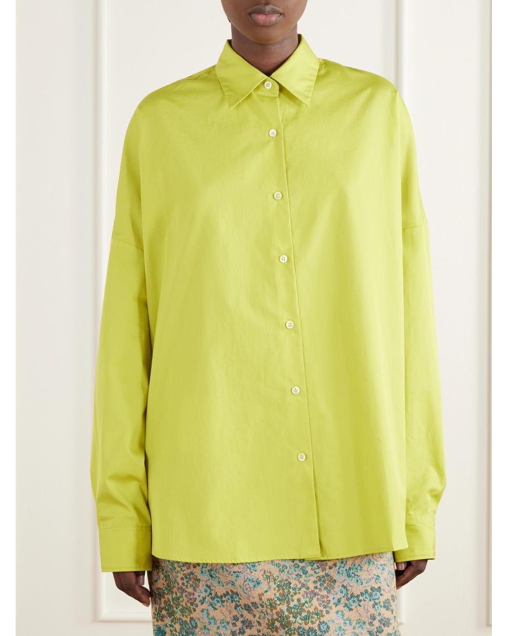 Dries Van Noten Yellow Darted Cotton-Poplin Shirt
