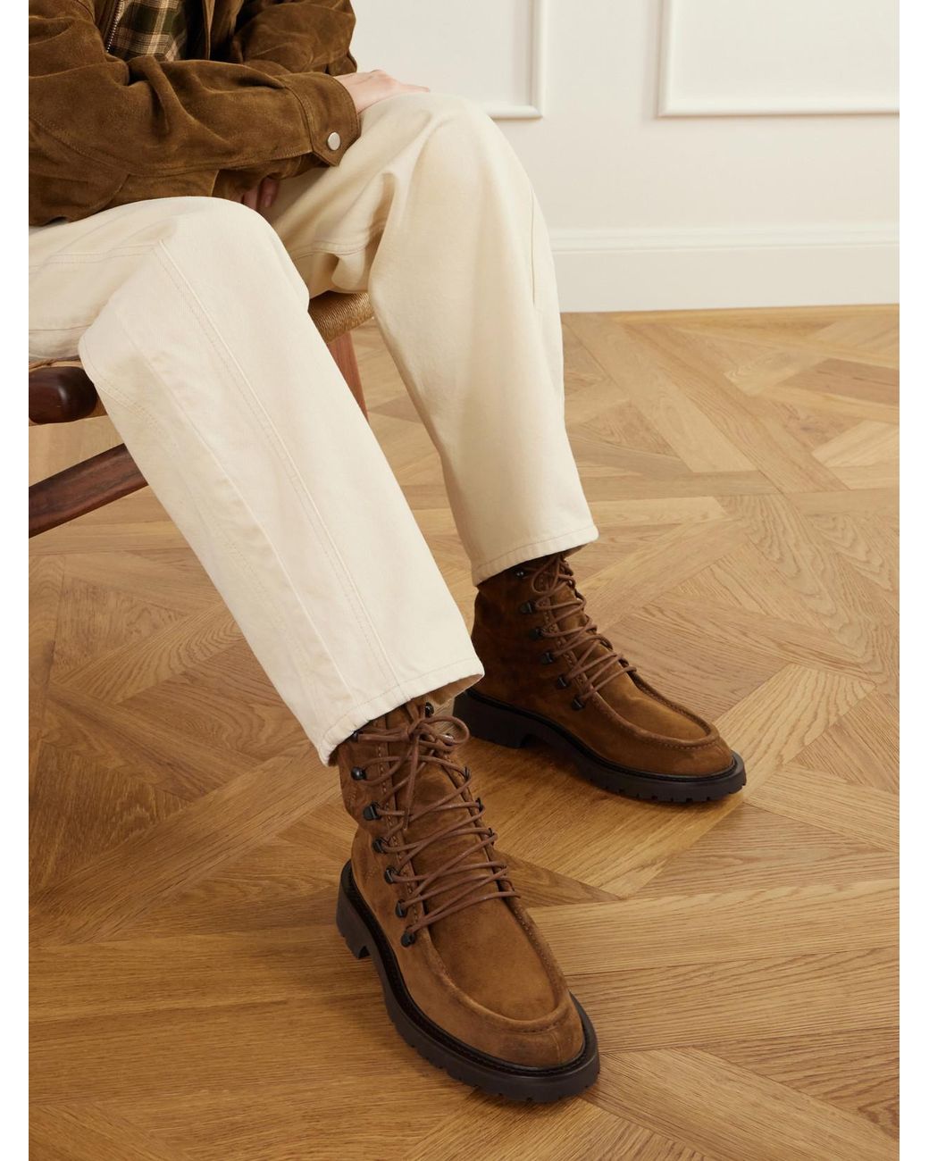 LEGRES Brown Speed-Hook Suede Ankle Boots