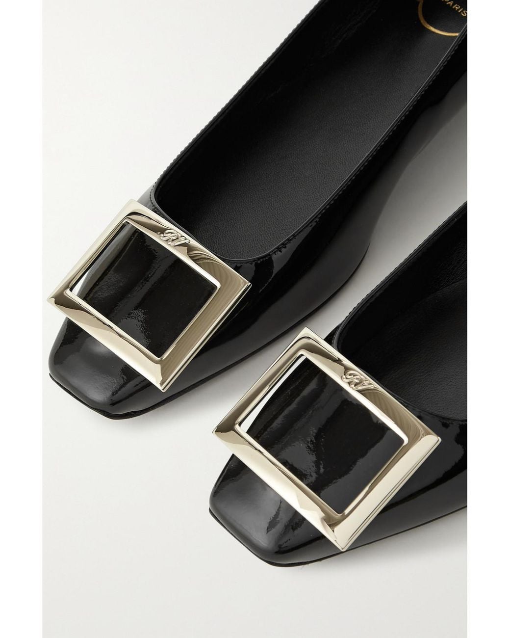 Roger Vivier White Trompette Bellerine Glossed-Leather Ballet Flats