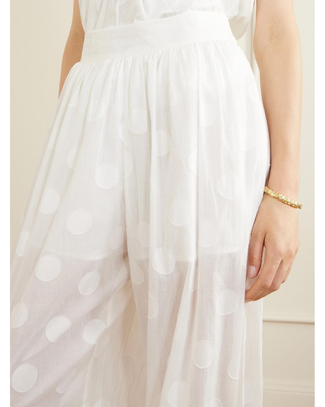 Zimmermann White Solstice Knotted Polka-Dot Cotton-Poplin Balloon Pants