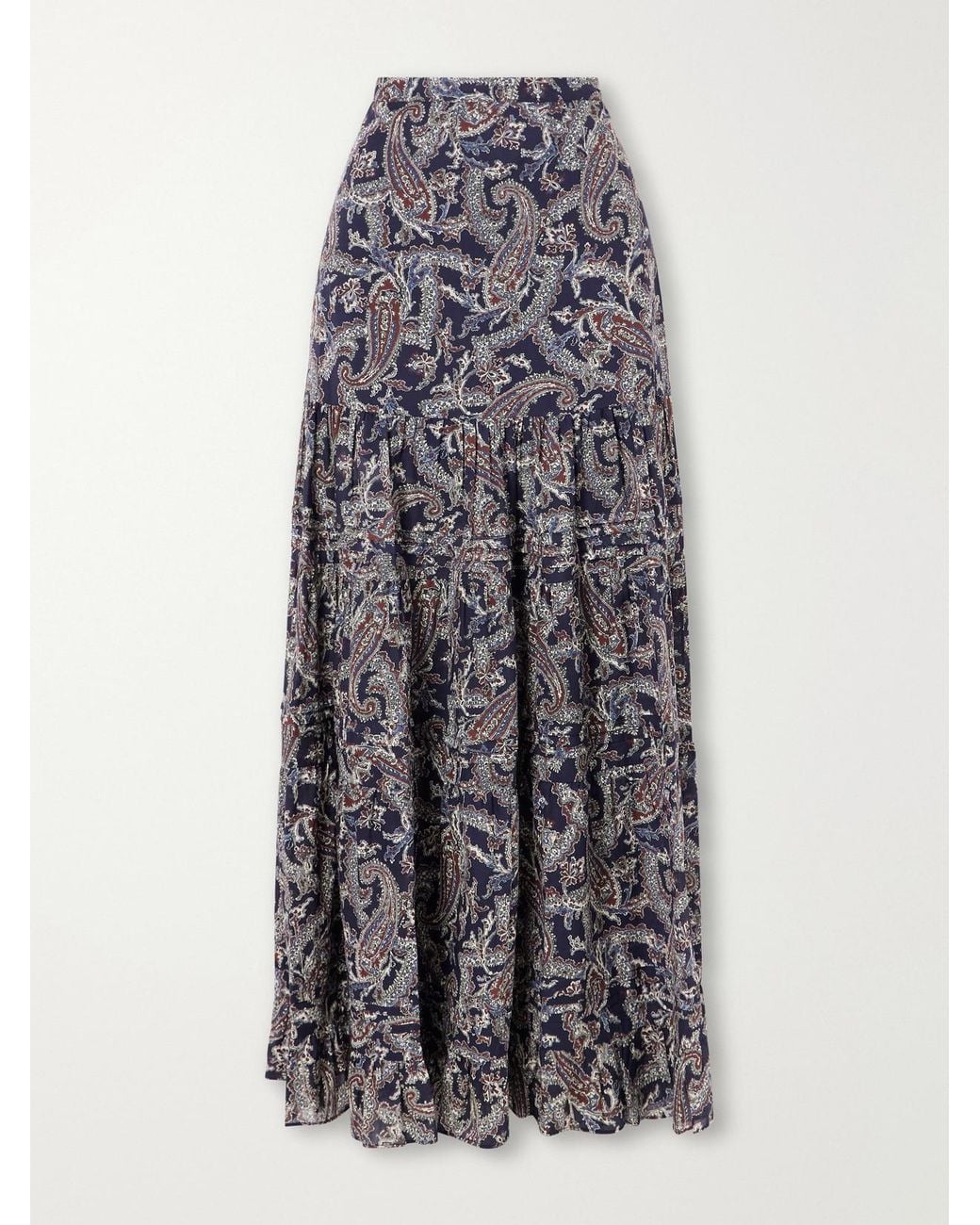 Veronica Beard Multicolor Heatheralyn Gathered Paisley-Print Cotton Maxi Skirt