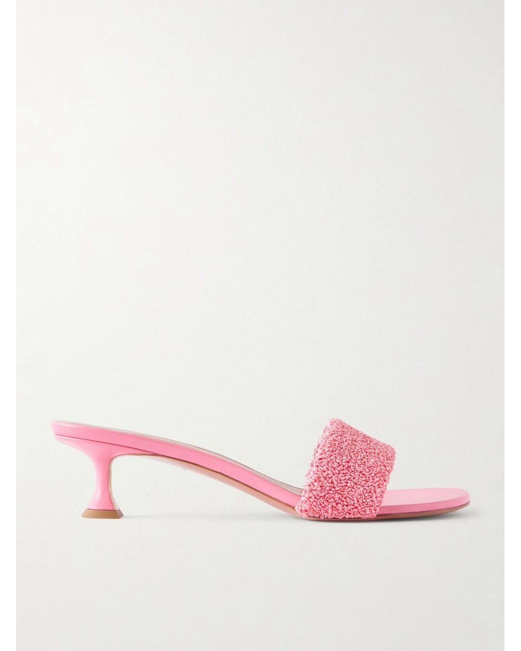 AMINA MUADDI Pink Andreea 45 Raffia Mules
