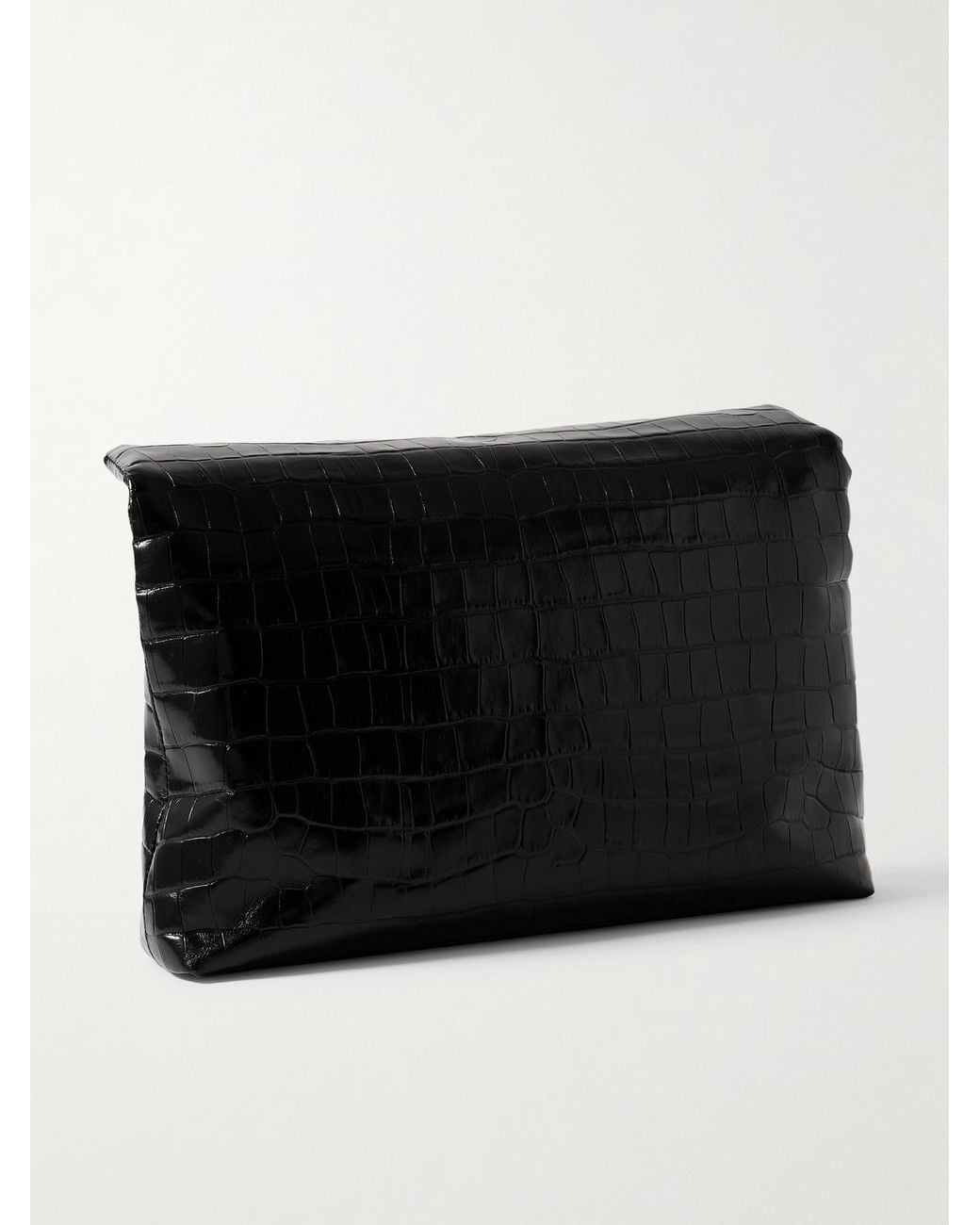 Nili Lotan Black Jerry Croc-Effect Leather Clutch