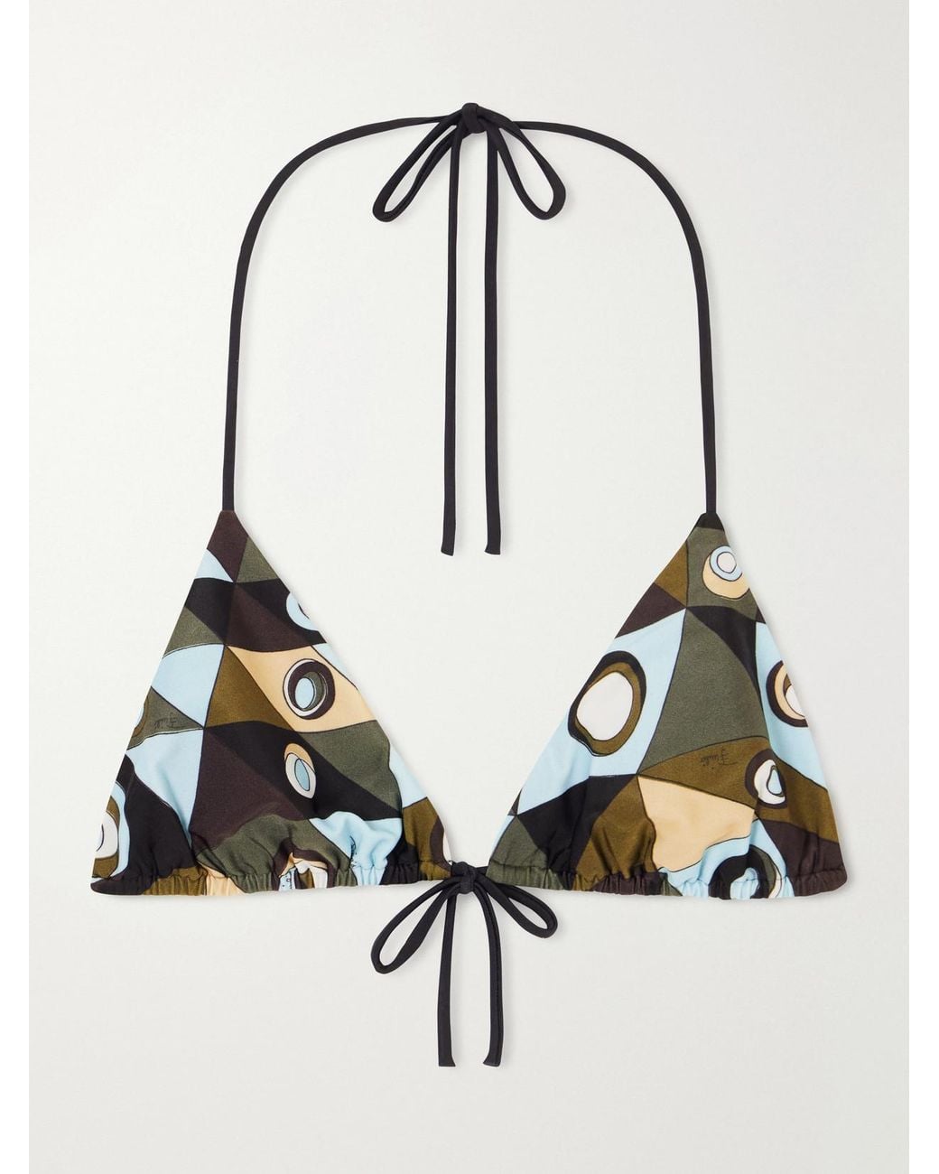 Emilio Pucci Green Printed Triangle Bikini Top