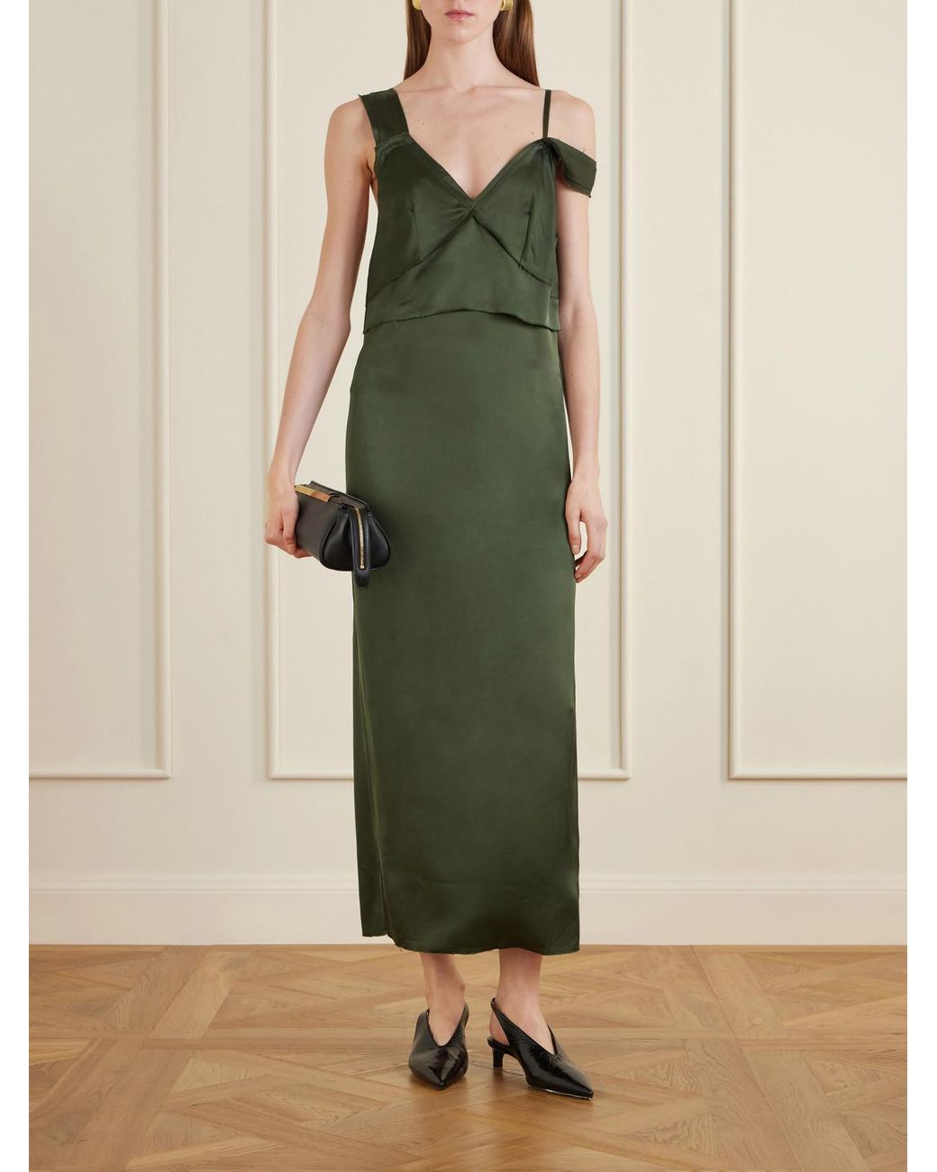 Totême Green Satin Maxi Dress