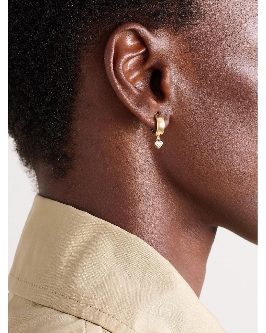 Roxanne First Natural Everyday Drop 14-Karat Diamond Hoop Earrings