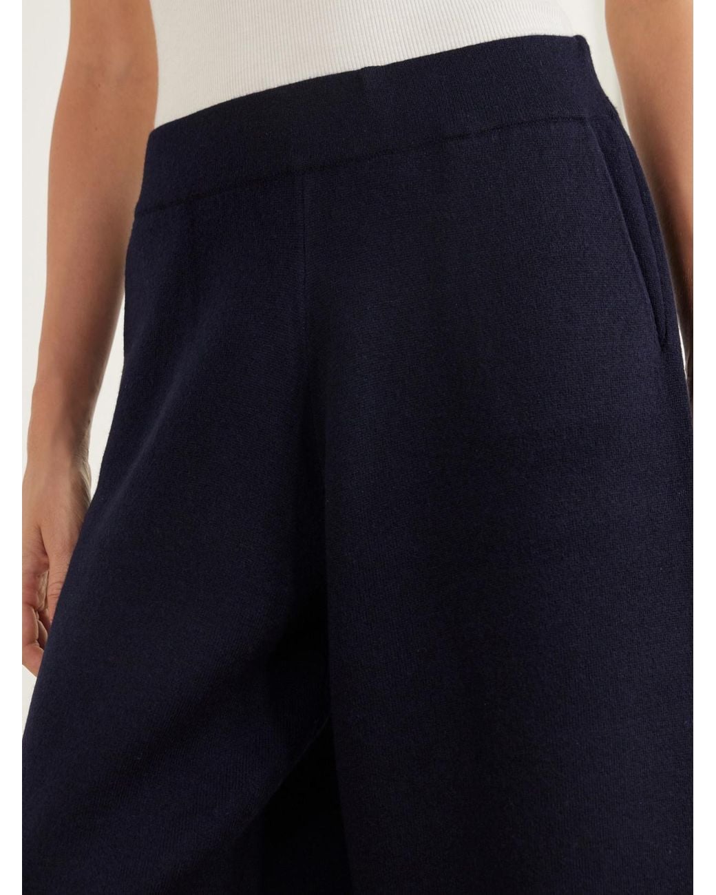 Allude Blue Wool And Cashmere-Blend Wide-Leg Pants