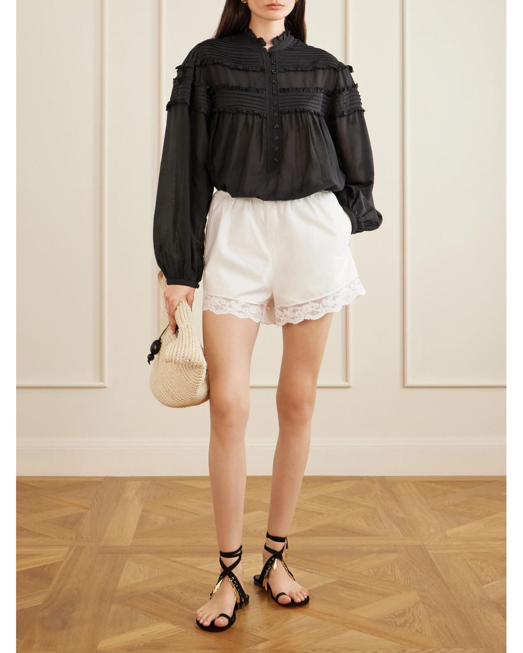 Isabel Marant Black Doane Ruffled Cotton-Blend Voile Blouse