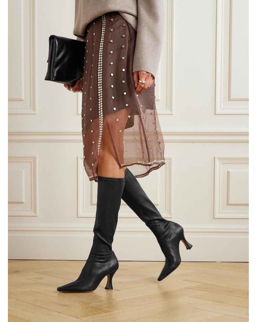 Neous Black Ran Leather Knee Boots