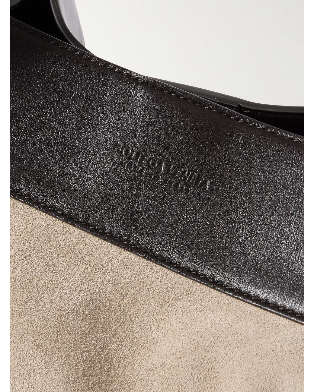 Bottega Veneta Natural Parachute Maxi Embellished Leather-Trimmed Suede Tote Bag