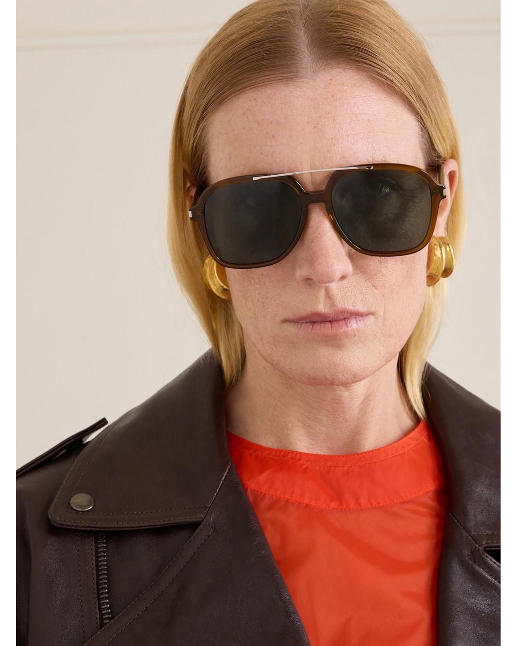 Saint Laurent Green Sl 545 Aviator-Style Acetate Sunglasses