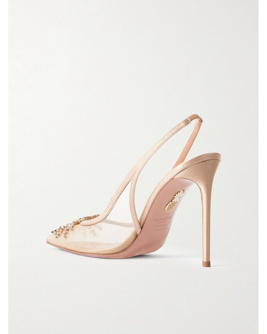 Crystal Texture Pump Aquazzura Firework 105 Crystal-Embellished Satin-Trimmed Mesh Pumps in ...