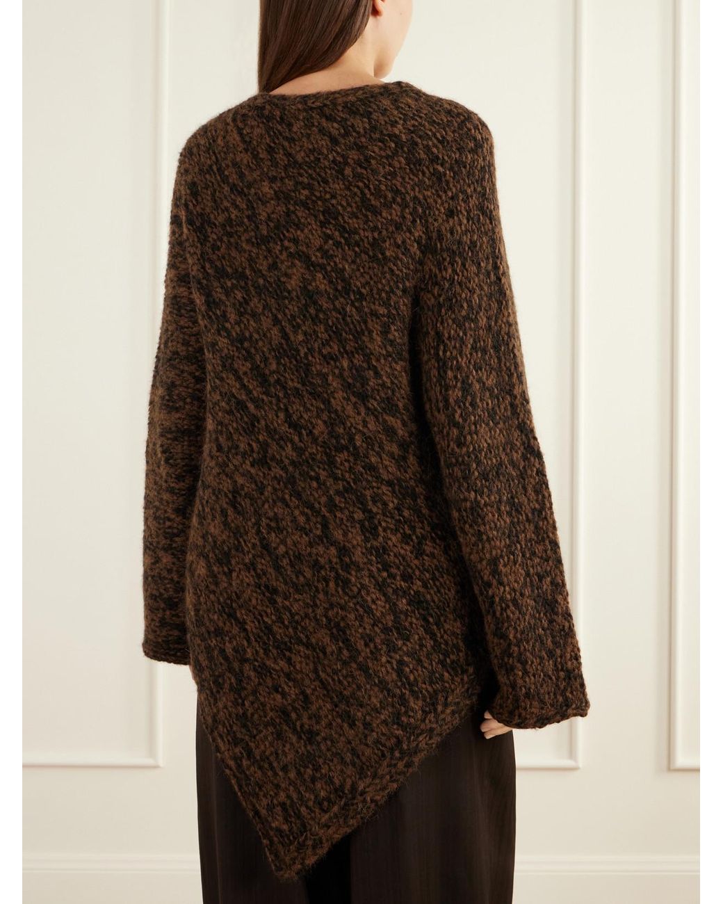 Lauren Manoogian Brown Manta Asymmetrical Alpaca, Pima Cotton And Merino Wool-Blend Sweater