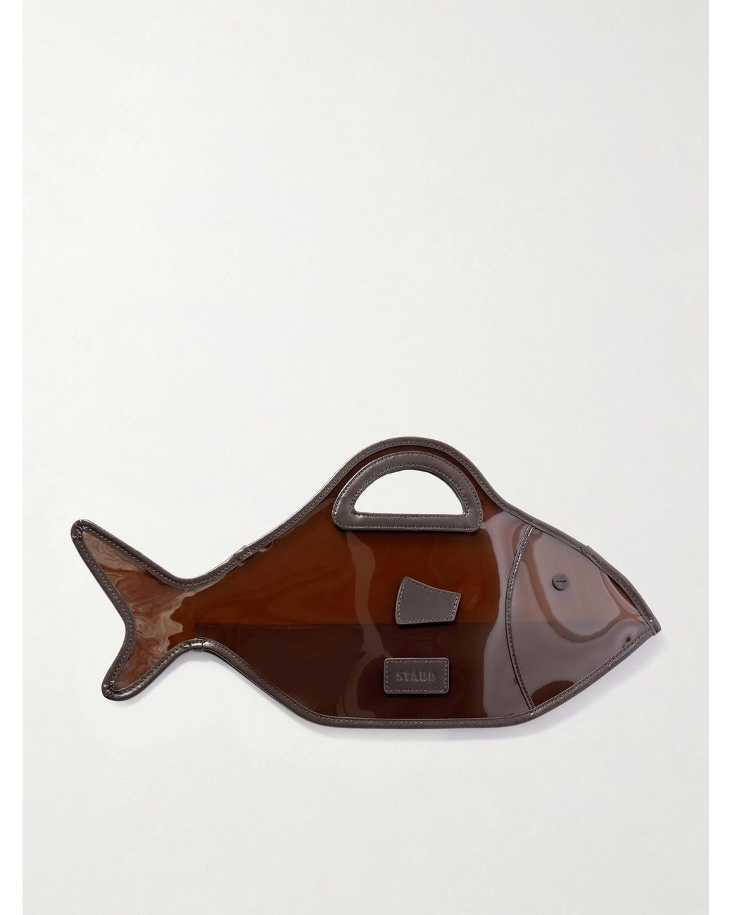 Staud Brown Cleo Leather-Trimmed Pvc Top-Handle Bag