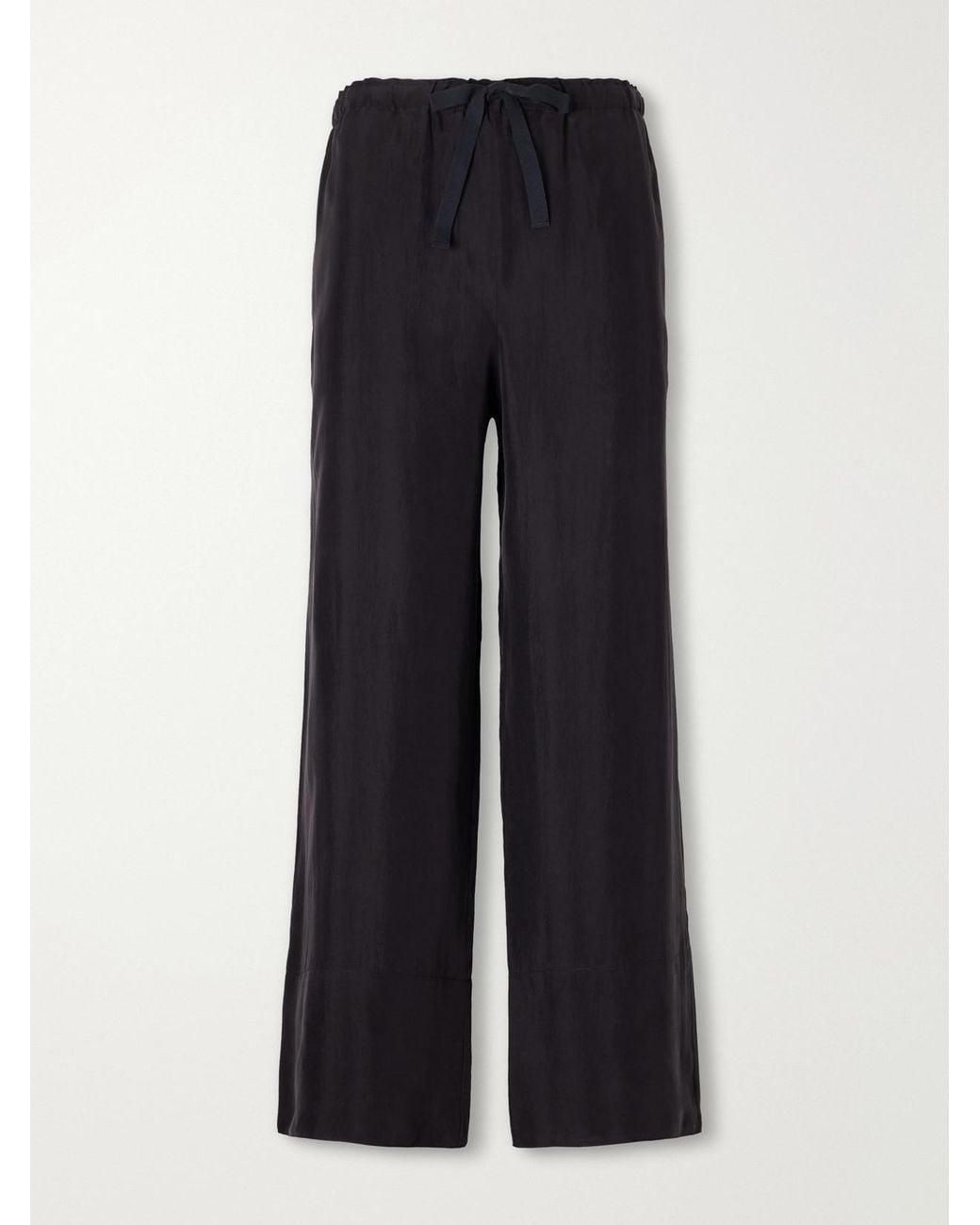 James Perse Blue Silk-Habotai Wide-Leg Drawstring Pants