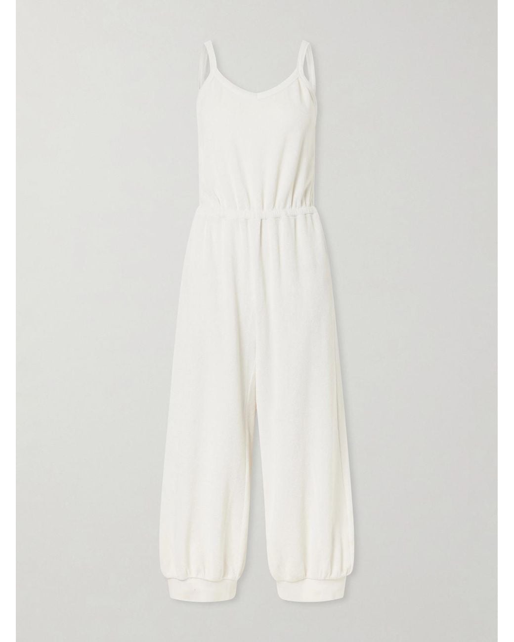 Suzie Kondi White Giorgi Cotton-Blend Terry Jumpsuit