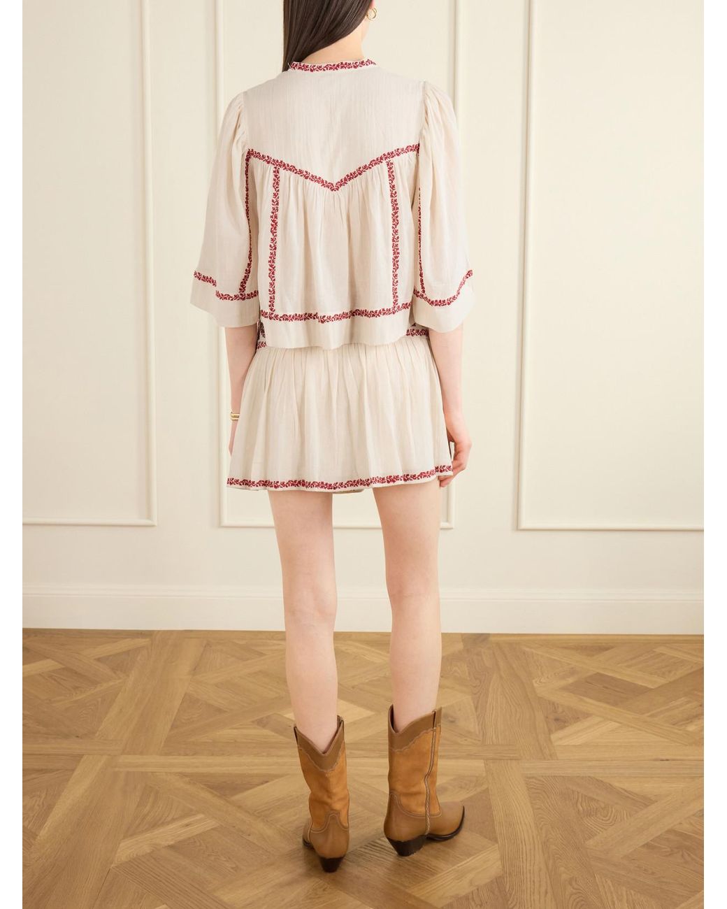 Isabel Marant Pink Juline Embroidered Organic Cotton Shirt