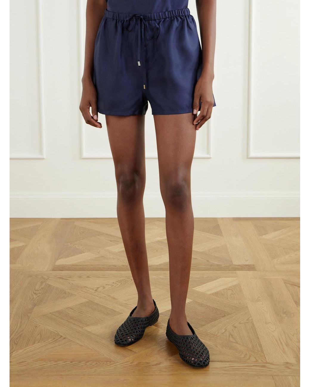 Comme Si Blue Everyday Cami Silk-Twill Shorts