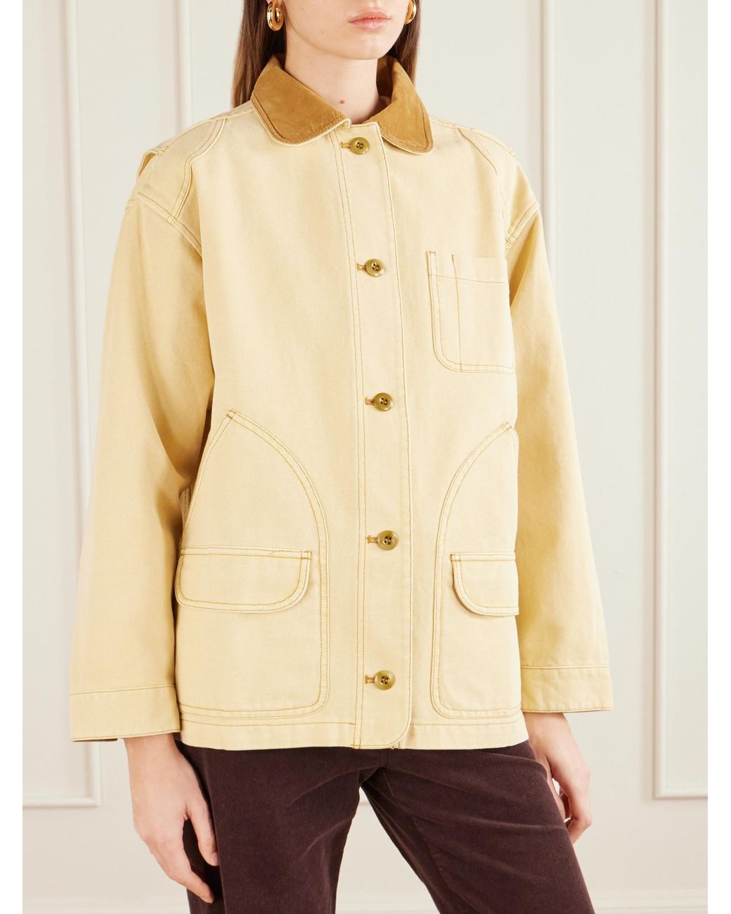 Doen Natural Pascual Corduroy-Trimmed Cotton-Canvas Jacket