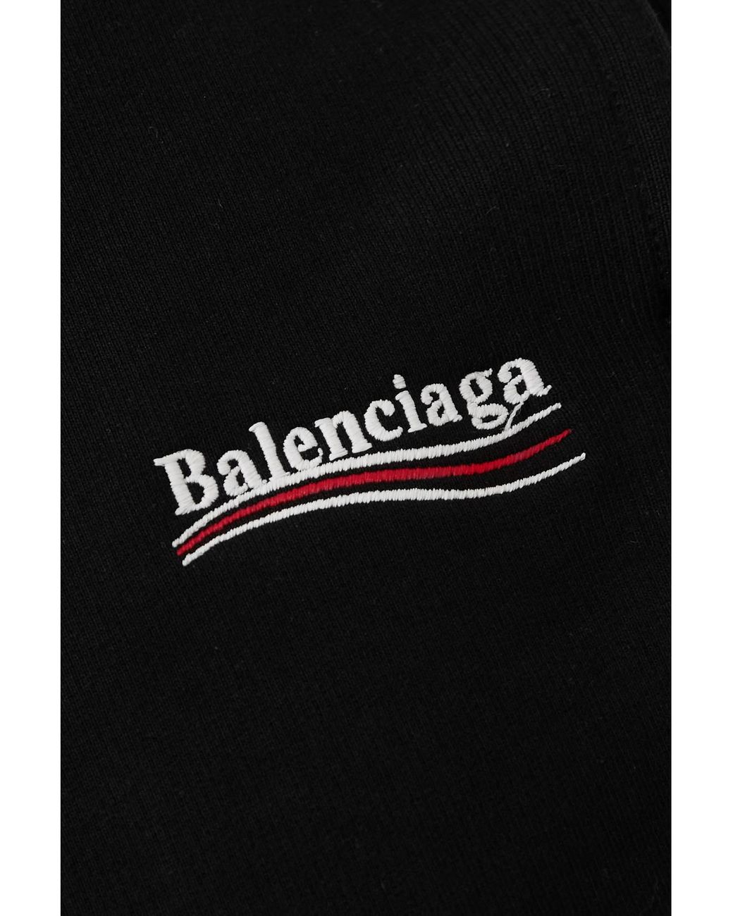 Balenciaga Black Embroidered Cotton-Jersey Track Pants