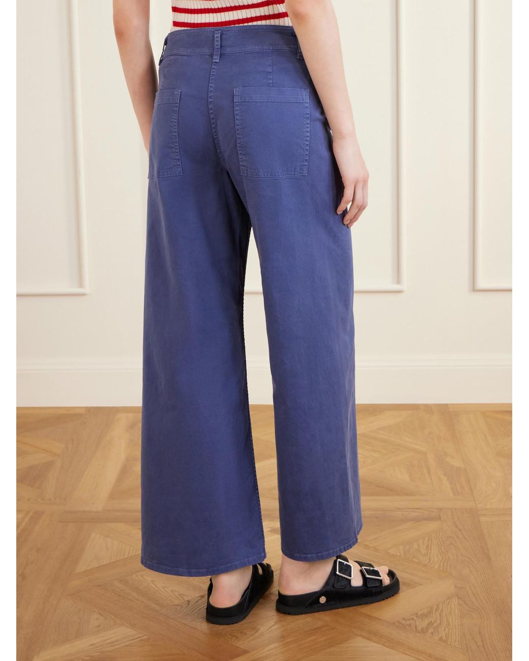 Nili Lotan Blue Megan Cotton-Blend Wide-Leg Pants