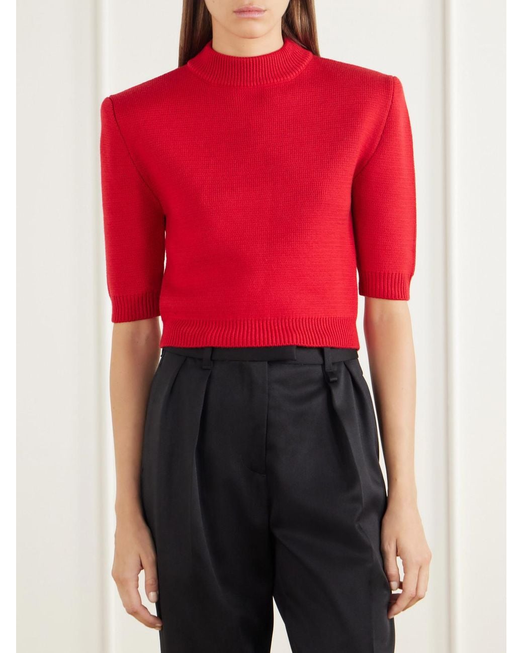 Willy Chavarria Red Chavela Cropped Wool Sweater