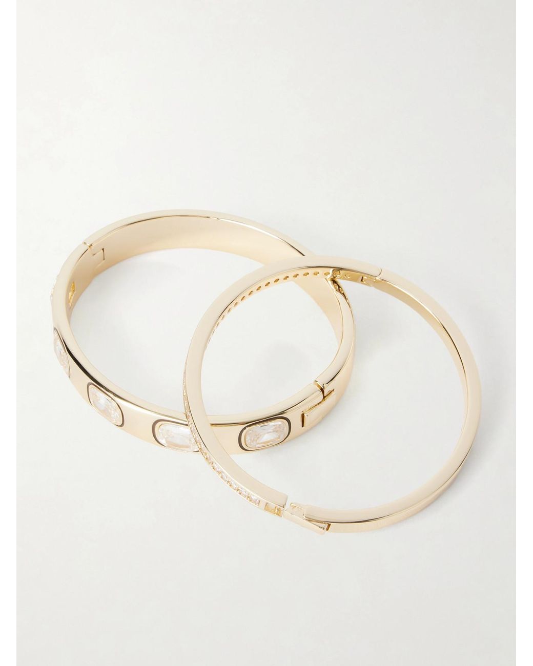 Roxanne Assoulin Natural The Cubic Hinged Set Of Two-Tone Cubic Zirconia, Crystal And Enamel Cuffs